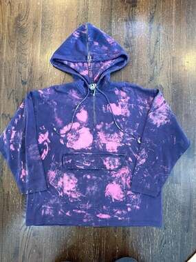 Vintage KIKIT Maurice Sasson Acid Wash 1/4 Zip Hoodie, Purple/Pink, Size M